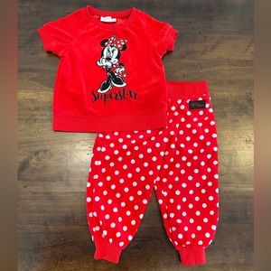 Girls Minnie Mouse velour outfit 2T